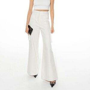 Torn by Ronny kobo ivory wide leg cargo pants